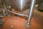 Used Feldmeier Stainless Steel Single Wall Mix Tank, Approximate 1,500 Gallon, Vertical. Internal Tank Dims.  Approx. 92
