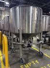 Used Tank, Feldmeier 1,000 Gallon, Stainless steel. Dish top, Cone Bottom, On casters with bottom discharge valve.