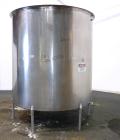 Used Filpaco Tank, 2000 Gallons, 304 Stainless Steel, Vertical. 86” Diameter X 84” straight side, open top with (2) covers, cone bottom. Side bottom entering agitator with a (3) blade prop driven by ...