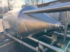 Used Glacier Tanks Stainless Steel Brew Tank, 40 BBL (1,240 Gallon). 304 stainless steel. Cone bottom. Center bottom outlet. Side manway. On (4) legs. SN GT-V-3215.