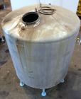 Used Groen Tank, 2500 Gallons, 304 Stainless Steel, Vertical. 90” Diameter x 78” straight side, dished top and bottom. Openings: top (2) 1-5/8” threaded, 2-1/2” threaded, 15-3/4” manway with cover; 2...