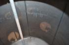 Used Groen Tank, 2500 Gallons, 304 Stainless Steel, Vertical. 90” Diameter x 78” straight side, dished top and bottom. Openings: top (2) 1-5/8” threaded, 2-1/2” threaded, 15-3/4” manway with cover; 2...
