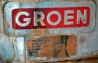 Used Groen Tank, 2500 Gallons, 304 Stainless Steel, Vertical. 90” Diameter x 78” straight side, dished top and bottom. Openings: top (2) 1-5/8” threaded, 2-1/2” threaded, 15-3/4” manway with cover; 2...