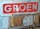Used Groen Tank, 2500 Gallons, 304 Stainless Steel, Vertical. 90” Diameter x 78” straight side, dished top and bottom. Openings: top (2) 1-5/8” threaded, 2-1/2” threaded, 15-3/4” manway with cover; 2...
