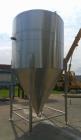 Used 2,000 Gallon JV Northwest Stainless Steel Jacketed Vertical Tank – Cone Bottom, Tri-Clamp Fittings