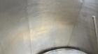Used Mueller Tank, 1000 Gallons, 304 Stainless Steel, Vertical. 67” Diameter x 70” straight side, Open top with (2) covers, sloped bottom. Side bottom entering agitator with (3) blade prop driven by ...