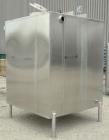 Used Square Tank, 1400 Gallon, 304 stainless steel, vertical. Approximately 66