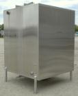 Used Square Tank, 1400 Gallon, 304 stainless steel, vertical. Approximately 66