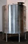 Used Tank, 2000 Gallon, 304 Stainless Steel Vertical. 84” Diameter x 80” straight side. Dished top, coned bottom. Off center top entering Lightnin air operated agitator, model N33AG-100. 1-1/2” Diame...