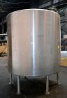 Used Tank, 2000 Gallon, 304 Stainless Steel Vertical. 84” Diameter x 80” straight side. Dished top, coned bottom. Off center top entering Lightnin air operated agitator, model N33AG-100. 1-1/2” Diame...