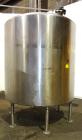 Used Tank, 2000 Gallon, 304 Stainless Steel Vertical. 84” Diameter x 80” straight side. Dished top, coned bottom. Off center top entering Lightnin air operated agitator, model XJAC-100. 1-1/2” Diamet...