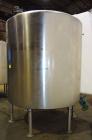 Used Tank, 2000 Gallon, 304 Stainless Steel Vertical. 84” Diameter x 80” straight side. Dished top, coned bottom. Off center top entering Lightnin air operated agitator, model XJAC-100. 1-1/2” Diamet...