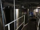 Used Perry Tank, 4275 Gallon, Stainless Steel, Vertical. 96” Diameter x 132” straight side. Slight dished top and bottom. 2” Center bottom outlet. Mounted on legs.