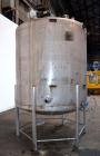 Used Tank, 1500 Gallon, 316 Stainless Steel, Vertical. Approximate 76” diameter x 72” straight side, dished top and bottom. Fixed stainless steel agitator mount with a UET agitator, model XCEL-6, out...