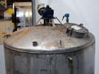 Used Tank, 1900 Gallon, 316 Stainless Steel, Vertical. Approximate 76” diameter x 92” straight side, dished top and bottom. Fixed stainless steel agitator mount with a UET agitator, model XCEL-6, out...