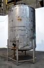 Used Tank, 1900 Gallon, 316 Stainless Steel, Vertical. Approximate 76” diameter x 92” straight side, dished top and bottom. Fixed stainless steel agitator mount with a UET agitator, model XCEL-6, out...