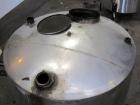 Used Tank, 1100 Gallon, 304 Stainless Steel, Vertical. Approximately 72” diameter x 60” straight side, dished top and bottom. Side bottom entering agitator with a 3 blade prop, driven by a 3/4 hp, 3/...
