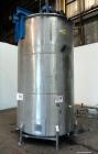 Used Tank, 3400 Gallon, 304 Stainless Steel, Vertical. Approximate 84” diameter x 143” straight side, flat top with 1/3 hinged cover, sloped bottom. Fixed carbon steel agitator bridge with a top ente...