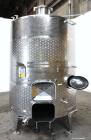 Used Vinquip Jacketed Beverage Tank,  2284 Gallon, 304 Stainless Steel, Vertical. Approximately 83” diameter x 97-1/2” straight side, off center coned top, sloped bottom.  (1) 24” Wide bottom sidewal...
