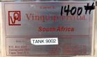 Used Vinquip Jacketed Beverage Tank,  2284 Gallon, 304 Stainless Steel, Vertical. Approximately 83” diameter x 97-1/2” straight side, off center coned top, sloped bottom.  (1) 24” Wide bottom sidewal...