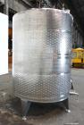 Used Vinquip Jacketed Beverage Tank,  2284 Gallon, 304 Stainless Steel, Vertical. Approximately 83” diameter x 97-1/2” straight side, off center coned top, sloped bottom. (1) 24” Wide bottom sidewall...