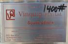 Used Vinquip Jacketed Beverage Tank,  2284 Gallon, 304 Stainless Steel, Vertical. Approximately 83” diameter x 97-1/2” straight side, off center coned top, sloped bottom. (1) 24” Wide bottom sidewall...