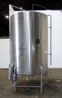 Used- Tank, 1000 Gallon, 304 Stainless Steel, Vertical. 60” Diameter x 82” straight side, flat welded top, sloped bottom. Si...