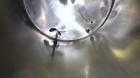 Used Tank, 1000 Gallon, 304 Stainless Steel, Vertical. 60” Diameter x 82” straight side, flat welded top, sloped bottom. Side Bottom entering agitator with a 3 blade prop, driven by a 2hp, 3/60/208-2...