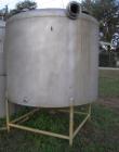 Used- Tank, 1,500 Gallon, stainless steel, vertical. 84