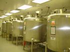Used Mueller Agitated Tank, 1000 Gallon, Model F. 6' diameter x 4' straight side, dish top and bottom, off center 1 hp Lightnin agitator drive with mechanical seal, 230/460 volt, 3 blade turbine agit...