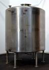 Used Perma-San Tank, 2000 Gallon, Model CVC, 316 Stainless Steel Vertical. 84” Diameter x 80” straight side. Dished top, coned bottom. Off center top entering Lightnin air operated agitator, model XJ...