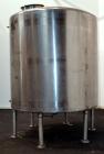 Used Perma-San Tank, 2000 Gallon, Model CVC, 316 Stainless Steel Vertical. 84” Diameter x 80” straight side. Dished top, coned bottom. Off center top entering Lightnin air operated agitator, model XJ...