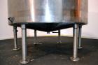Used Perma-San Tank, 2000 Gallon, Model CVC, 316 Stainless Steel Vertical. 84” Diameter x 80” straight side. Dished top, coned bottom. Off center top entering Lightnin air operated agitator, model XJ...