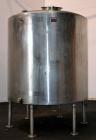 Used Perma-San Tank, 2000 Gallon, Model CVC, 316 Stainless Steel Vertical. 84” Diameter x 80” straight side. Dished top, coned bottom. Openings top 2”, 4”, 18” man way with cover, side 2”. 3” Center ...