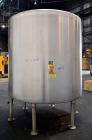 Used Perma-San Tank, 2000 Gallon, Model CVC, 316 Stainless Steel Vertical. 84” Diameter x 80” straight side. Dished top, coned bottom. Openings top 2”, 4”, 18” man way with cover, side 2”. 3” Center ...