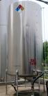 Used Perma-San Tank, 3000 Gallon, Model CVC, Stainless Steel, Vertical. Approximate 80” diameter x 142” straight side. Flat top, dished bottom. Top man way, 2-1/2” threaded center bottom outlet. Moun...
