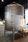 Used Precision Stainless Mixing Tank, 1,500 Gallon, 316 Stainless Steel, Vertical. Approximate 74