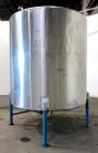 Used San-I-Tank, 2000 Gallon, 304 Stainless Steel, Vertical. 84” Diameter x 84” straight side, flat welded top, coned bottom. Lightnin clamp on agitator, model D-3. Approximate 1” diameter shaft with...