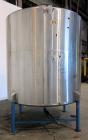 Used San-I-Tank, 2000 Gallon, 304 Stainless Steel, Vertical. 84” Diameter x 84” straight side, flat welded top, coned bottom. Lightnin clamp on agitator, model D-3. Approximate 1” diameter shaft with...