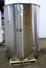 Used Viatec Chem-Tek Tank, 1000 Gallon, 304 Stainless Steel, Vertical. Approximately 62” diameter x 82” straight side. Open top with (2) 1/3 covers and a bolt on middle section, sloped bottom. Clamp-...