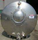 Used Walker Stainless Pressurized Sterilizer Tank, 1000 Gallon, 304 Stainless Steel, Horizontal. Jacketed and insulated. 66