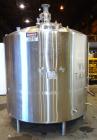 Used Walker Stainless Mix Tank, 1500 Gallon, 304 Stainless Steel, Vertical. Approximate 84” diameter x 64” straight side. Dished top, coned bottom. Internal rated atmospheric at 250 degrees F. Top mo...