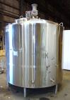 Used- Walker Stainless Mix Tank, 1500 Gallon, 304 Stainless Steel, Vertical. Approximate 84” diameter x 64” straight side. D...