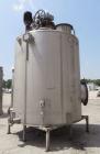 Used Walker Stainless Tank, 4700 Gallon, 304 Stainless Steel, Vertical. Approximate 108” diameter x 120” straight side, coned top, flat bottom. Top entering agitator, with an anchor style blade with ...