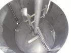 Used Walker Stainless Tank, 4700 Gallon, 304 Stainless Steel, Vertical. Approximate 108” diameter x 120” straight side, coned top, flat bottom. Top entering agitator, with an anchor style blade with ...