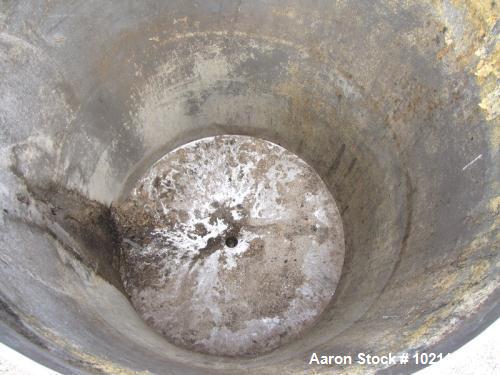 Used Tank, Approximately 700 Gallons, Stainless Steel.  54" Diameter x 72" straight side.  Open top (no cover), dish bottom.  3" NPT center bottom outlet.  Mounted on 4 pipe threaded legs.