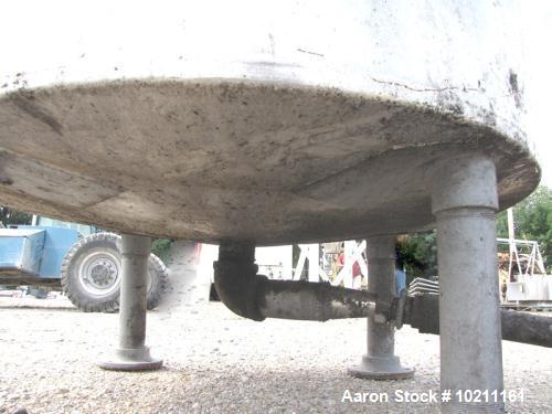 Used Tank, Approximately 700 Gallons, Stainless Steel.  54" Diameter x 72" straight side.  Open top (no cover), dish bottom.  3" NPT center bottom outlet.  Mounted on 4 pipe threaded legs.