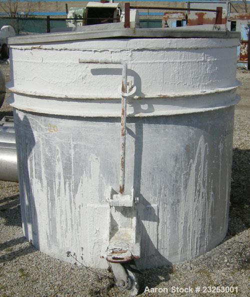 Used: Central Fabricators stainless steel mixing can , 60" diameter x  50" deep, sloped bottom, 2" side bottom outlet. Mount...