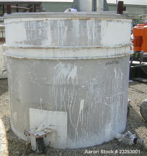 Used: Central Fabricators stainless steel mixing can , 60" diameter x  50" deep, sloped bottom, 2" side bottom outlet. Mounted on casters.  


