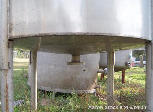 Used-Tank, Approximately 500 Gallons, Stainless Steel, Vertical. 60" diameter x 48" straight side. Flat top, dish bottom. 2"...